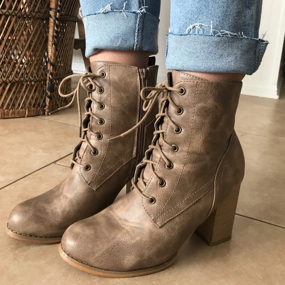 Taupe tan ankle booties